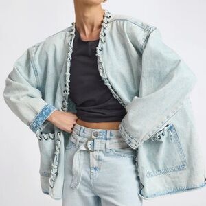 RINGLEADER THREADED OVERSIZED DENIM JACKET BEACH BLUE